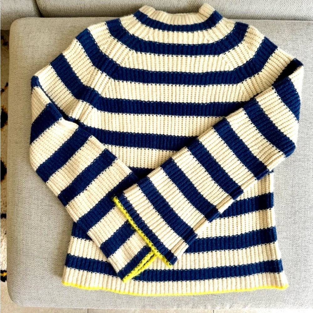 Maeve Anthropologie Navy & Cream Striped Turtleneck Sweater SZ S - Picture 6 of 10